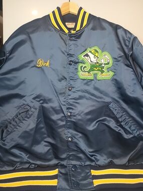 Vintage Notre Dame Fighting Irish Satin Bomber By Birdie Made In USA